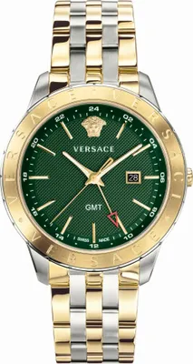 Produktbild von Versace VEBK00718 Univers GMT grün silber gold Edelstahl Armband Uhr Herren NEU