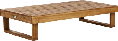 Zdjęcie produktu dla BELIANI Stolik ogrodowy certyfikowane jasnobrązowy akacjowe 110 x 60 cm kawowy do ogrodu na taras balkon nowoczesny styl