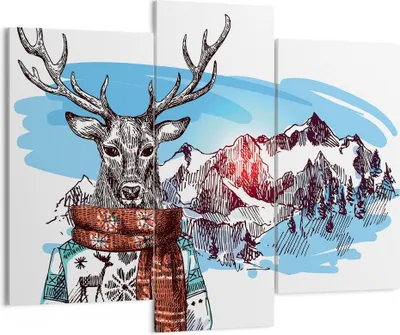 Produktbild von Bild auf Leinwand - Leinwandbild - Deer Berg Kinder hipster - 130x100cm - Wand Bild - Wanddeko - Leinwanddruck - Bilder - Kunstdruck - Wanddekoration - Leinwand bilder - Wandkunst - CB130x100-3204