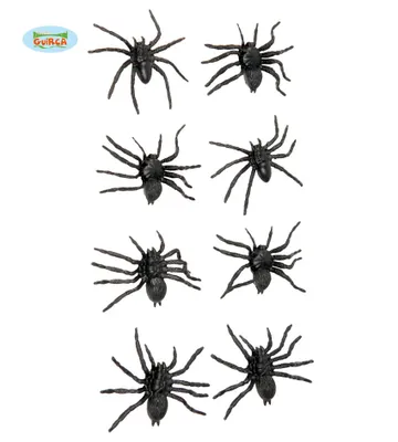 Produktbild von Set mit 8 Spinnen schwarz Halloweendeko 6cm
