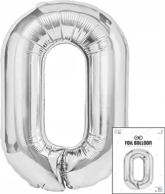 Zdjęcie produktu dla Balon Foliowy Cyfrą Cyferka 0 Srebrna Na Impreze Urodzinową 40Cm