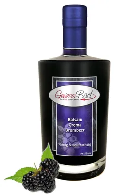 Immagine prodotto di Crema balsamica al lampone, 0,5L, con un'acidità del 3%, realizzata con vera crema di aceto balsamico di Modena IGP