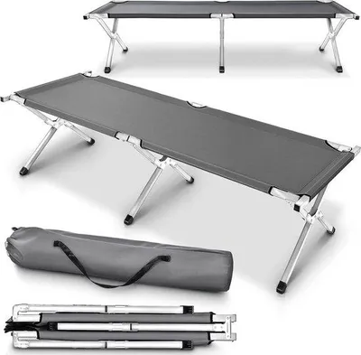 Productafbeelding van Kampeerbed - Veldbed vouwbed - Buiten kamperen - Extra stevig frame - 190 cm - Grijs