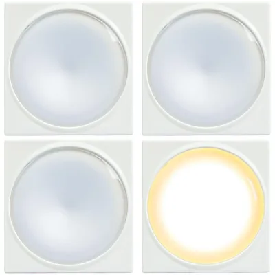 Immagine prodotto di 4 luci notturne a LED con pulsante, alimentate a batteria