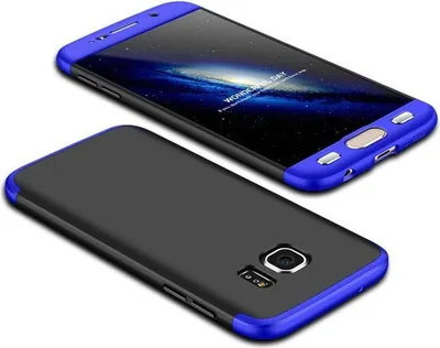 Produktbild von Hülle für Samsung Galaxy S7 360 Grad Schutz mit Displayglas Schutzglas Bumper Cover Galaxy S7 Farbe: Schwarz, Blau