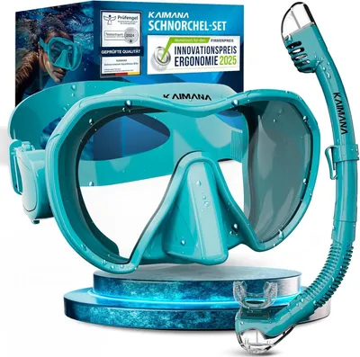 Produktbild von Das Neue KAIMANA® AquaVision Lite Schnorchelset für Erwachsene inkl. Tragetasche, Bequeme Taucherbrille Erwachsene, Taucherbrille mit Silikonstrap