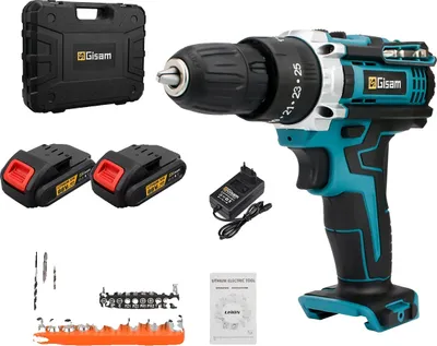 Obrázek produktu pro Akumulátorová elektrická vrtačka, vysoký krouticí moment, nastavitelná regulace otáček, 2 baterie typu 3
