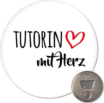 Produktbild von Huuraa Magnet Tutorin mit Herz 59mm Kühlschrankmagnet rund Flaschenöffner Geschenkidee
