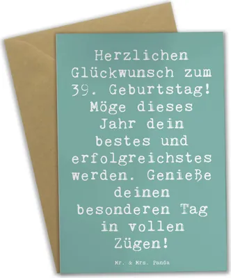 Produktbild von Mr. & Mrs. Panda Grußkarte Spruch 39. Geburtstag - Meeresbrise - Geschenk, besonderer Tag, Happy Birthday, dankeskarten, neununddreißig, weihnachtskarten, genießen, Alter