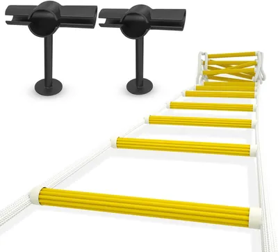 Imagen del producto de Escalera de mano de dos tramos, de 4 metros de longitud, con estabilizadores, ganchos de sujeción y capacidad de hasta 900 kg, para uso en emergencias