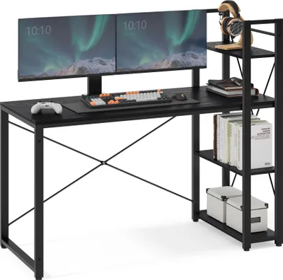 Produktbild von VASAGLE Schreibtisch Computertisch, 137,2 cm, mit Regalböden rechts oder links