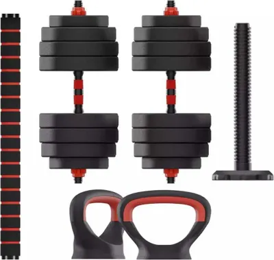 Zdjęcie produktu dla Ksix BMANC01N40, Hantla regulowana, czarny, czerwony, polietylen (PE), stal, 40 kg, 16,5 cm, 1,25 kg