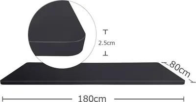 Immagine prodotto di Piano tavolo rettangolare DT1808-Black, 180 x 80 x 2,5 cm, nero