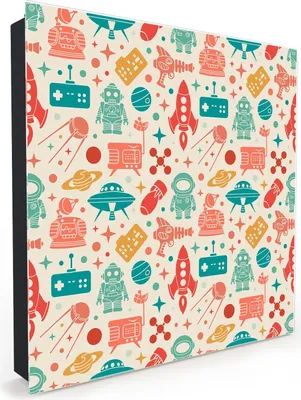 Produktbild von Nachbildung-Schlüsselkasten, Magnetpinnwand und Memoboard mit Glasfront Motiv Retro Muster