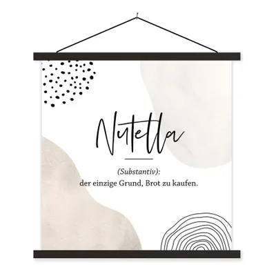 Produktbild von MuchoWow® Textilposter Sprichwörter - Nutella - Wörterbuch - Zitate - Nutella Definition 120x120 cm mit schwarzem Rahmen - Aufhängungsset