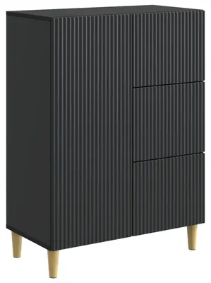 Zdjęcie produktu dla Komoda vidaXL, czarna, 66 x 34,5 x 90 cm, materiał drewnopochodny