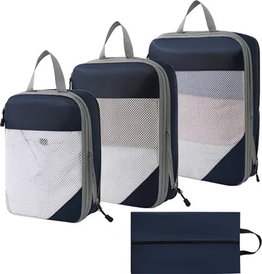 Produktbild von MODFU 4 Stück Packing Cubes Kleidertaschen Koffer Organizer, Dunkelblau