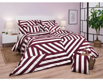 Zdjęcie produktu dla Pościel bawełniana Zebra bordowa 140x200, 70x90 cm