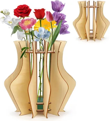 Produktbild von Boho Minimalistische Holzvase 20 cm – Tischdekoration und einzigartige Geschenke