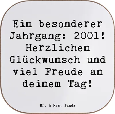 Produktbild von Mr. & Mrs. Panda Tassenuntersetzer Spruch 2001 Geburtstag - Weiß - Geschenk, Glückwunsch, wertvoll, Tischuntersetzer, besonderer Jahrgang, gläseruntersetzer, Herzlichen