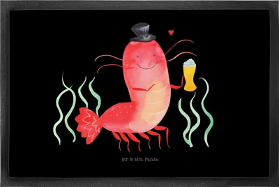 Produktbild von Mr. & Mrs. Panda Gummimatte Hummer Weizen 50 x 75 cm - Schwarz - Geschenk, Kneipe, fußmatte, Meer, Schmutzmatte, Wirtschaft, Garnelen, Schmutzfangmatte, Bodenvorleger