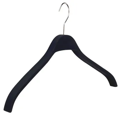 Produktbild von Massivholz Kleiderbügel mit Softtouch-Oberfläche, Schwarz, silberne Haken