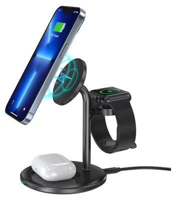 Zdjęcie produktu dla Choetech stacja ładująca indukcyjna 3w1 iPhone 12/13/14, AirPods Pro, Apple Watch czarna (T585-F)