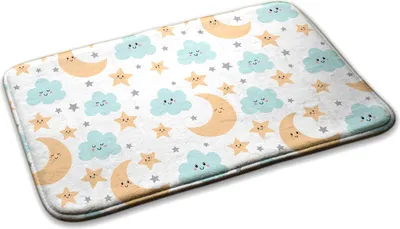 Produktbild von Kinderteppich Schlafzimmer Modern - 90 cm x 60 cm - Mond Und Wolken