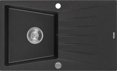 Produktbild von Mexen Cesar Granitspüle mit einem Becken und einer Abtropffläche 775 x 470 mm, Schwarz/Silbermetallic - 6514771010-73