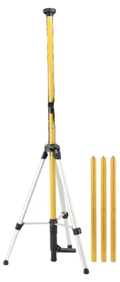 Obrázek produktu pro Laserový nivelátor, stativová tyč, maximální výška 3,6 m, jemné nastavení s dosahem 7 cm, kompatibilita s závity 1/4"-20 a 5/8"-11, pět teleskopických segmentů, stabilní stativová základna