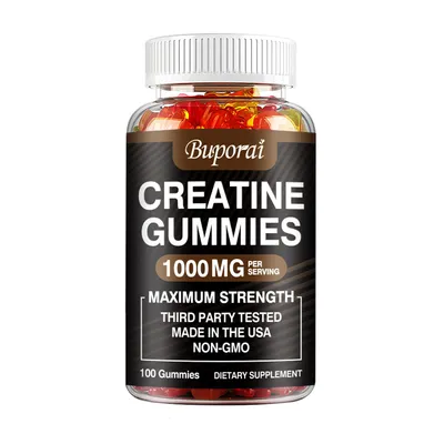Produktbild von Creatine Gummies (100 Gummibärchen) Nahrungsergänzungsmittel, Ausdauer und Energie, Muskeln, Kraft, Stärke