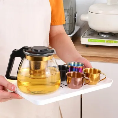 Produktbild von Glaskanne 2000 ml hitzebeständig mit Teesieb für Tee, Kaffee und Kräuter