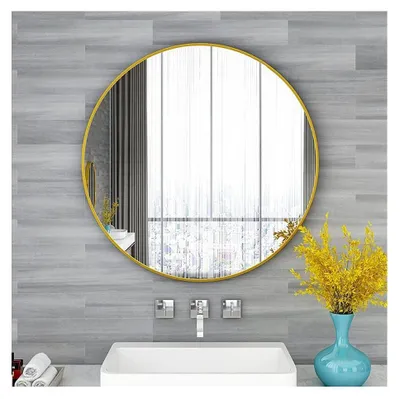 Image de Miroir rond avec cadre en aluminium, 40 cm