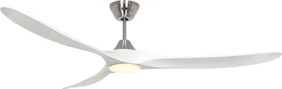 Zdjęcie produktu dla Energooszczędny wentylator sufitowy z oświetleniem LED i pilotem Eco Genuino-L chrom szczotkowany / biały matowy 180 cm