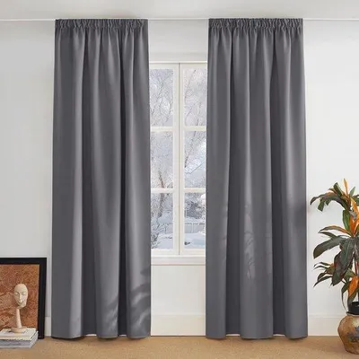 Obrázek produktu pro Zatemňovací závěsy, rozměry 140 x 245 cm, s tepelně izolačními vlastnostmi, vhodné do obývacího pokoje a ložnice - 2 kusy, šedé barvy