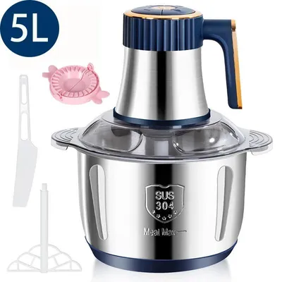 Obrázek produktu pro Elektrický mlýnek na maso – kuchyňský robot 5 litrů – nerezová ocel – 2 rychlosti – 220-240V – multifunkční sekáček – model B-5L