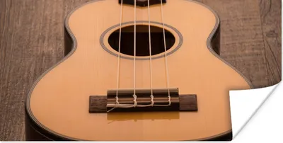 Produktbild von MuchoWow® Poster Akustische Gitarre auf einem Holztisch 120x60 cm - Bild