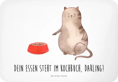 Produktbild von Mr. & Mrs. Panda magnet Katze Fressen - Weiß - Geschenk, wandmagnet, Kühlschrankmagnet, haftmagnet, zettelhalter, whiteboardmagnet