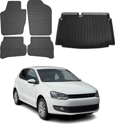Image de Tapis & bac de coffre Set pour VW Polo 2009-2014 Caoutchouc inférieur noir 5x