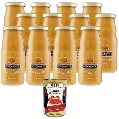 Produktbild von Agromonte Italian Gourmet Agromonte Salsa Pronta di Ciliegino Giallo, Gelbe Kirschtomaten Sauce, 12x360 g+ Italian Gourmet polpa