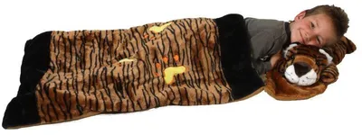 Produktbild von Deluxe Schlafsack für Kinder Kinderschlafsack Tigerschlafsack Tiger Plüsch 117 cm Kissen abnehmbar Schlaf Sack brauner abnehmbares Tierschlafsack Tier Tiere Kind Kinder braun