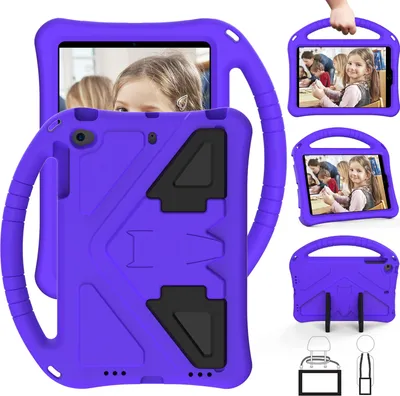 Obrázek produktu pro Dětské pouzdro pro iPad Mini 5/4/3/2/1, Eva Lehký nárazuvzdorný skládací stojánek, dětské ochranné pouzdro s úchopem, fialové