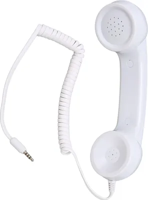 Obrázok produktu pre Retro telefónne slúchadlo, ručné slúchadlo mobilného telefónu odolné voči žiareniu s tlačidlom na prijatie hovoru jedným dotykom, 3,5 mm audio zástrčka, 1 m navinutý kábel pre rodičov a starých rodičov (biela)