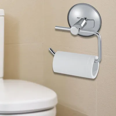 Produktbild von Wandmontierte Toilettenpapierhalterung - Aus Edelstahl mit Saugnapf - Praktisch und platzsparend