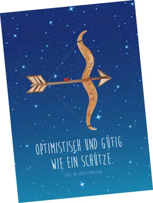 Produktbild von Mr. & Mrs. Panda Postkarte Sternzeichen Schütze - Sternenhimmel Blau - Geschenk, Postkarten, Grußkarte, Ansichtskarte, Schützenfest, Fotokarte, Ansichtskarten