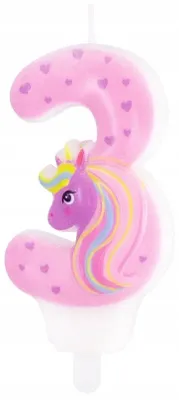 Produktbild von PartyPal Einhorn Kerze Zahl 3 Geburtstag
