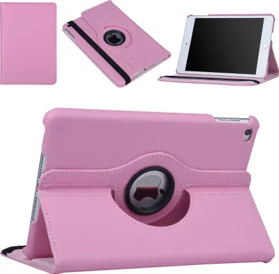 Immagine prodotto di Custodia per Apple iPad Mini 5 / 4 Custodia a libro con rotazione di 360 gradi - Custodia in pelle rosa con rotazione per iPad Mini 5 / 4