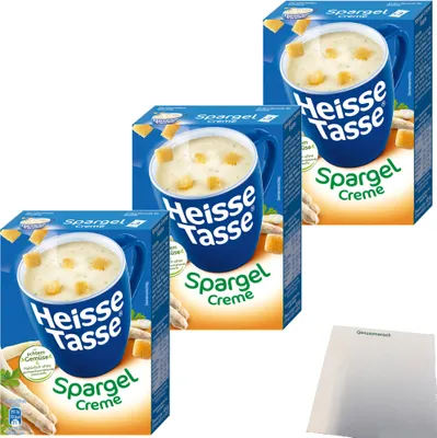 Produktbild von Erasco Heisse Tasse Spargel-Creme 3er Pack (9 Beutel a 13,8g) + usy Block