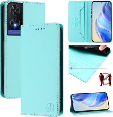 Produktbild von Lederhülle für TCL 505 Hülle Flip Brieftasche Kartenfächern Ständer Schutzhülle Türkis