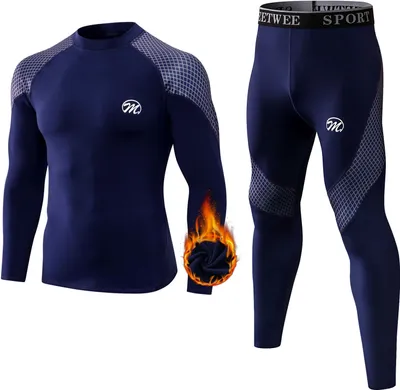 Produktbild von Herren Thermo Unterwäsche Set Skiunterwäsche Funktionsunterwäsche Sportunterwäsche Lang Thermohemd & Thermohose Atmungsaktiv Thermisch colour Blau clothing_size M